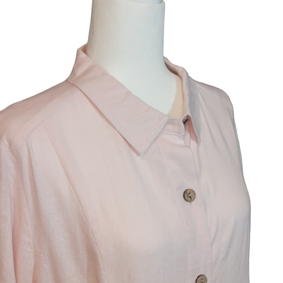 Simply Noelle lagenlook linen blend button tunic top soft pink size L / XL - Picture 2 of 14